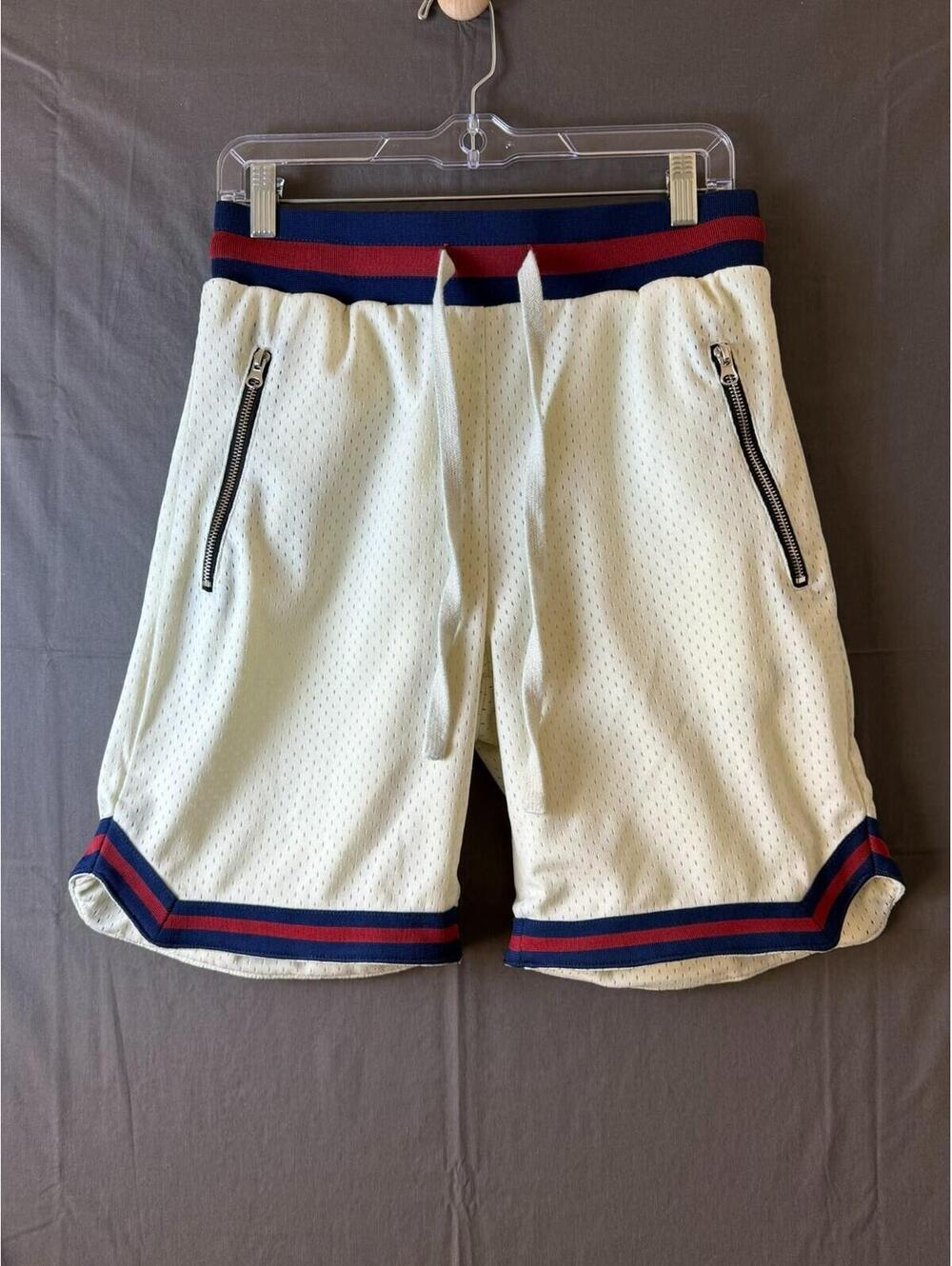 Pascom Projects Ninety Three Mens Size S Mesh Basketball Shorts Cream Zipper